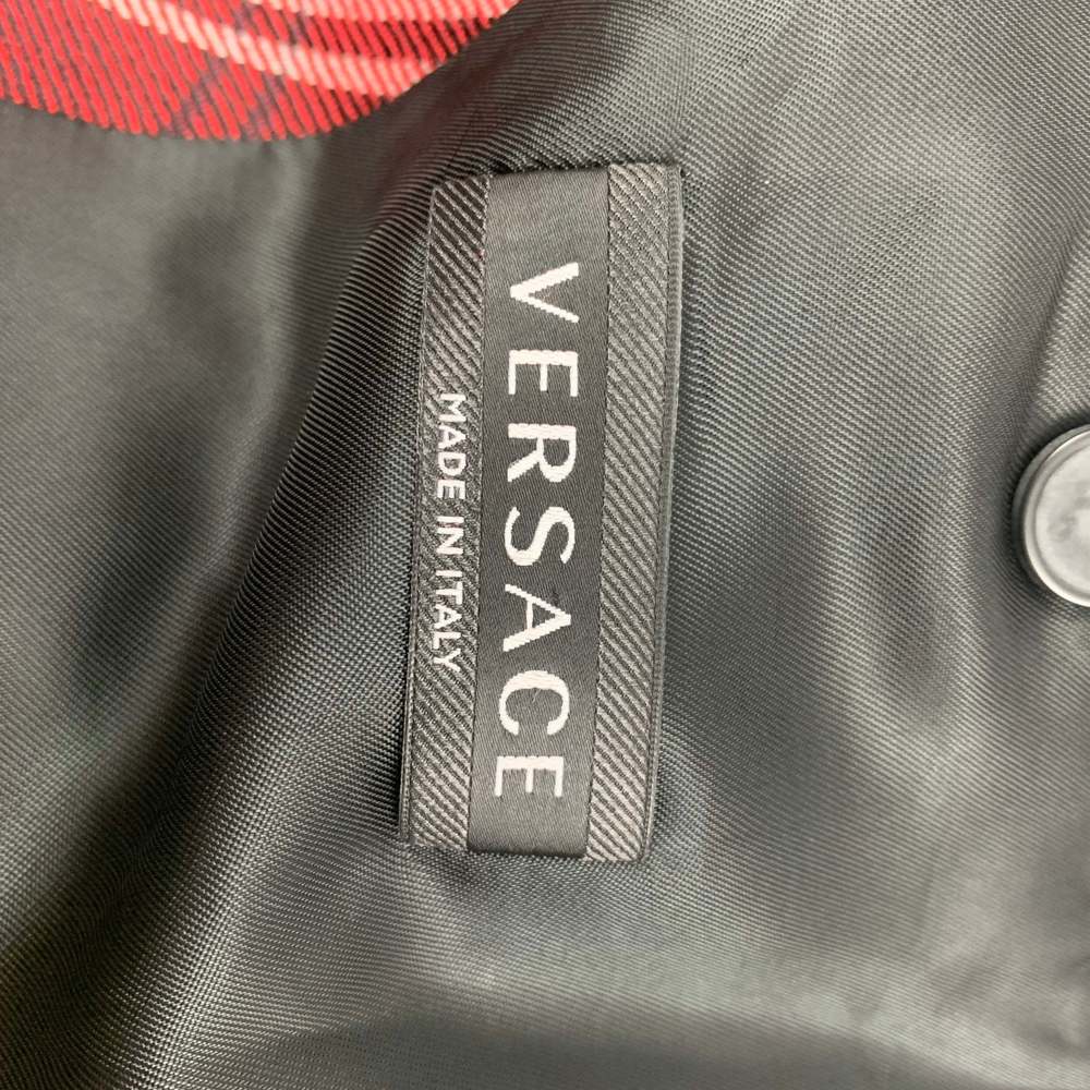 VERSACE Red Black Plaid Wool Tailor Made Executive Sport Coat - Picture 8 of 9